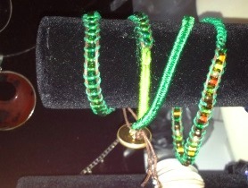 Wrap bracelet with faux leather cord.